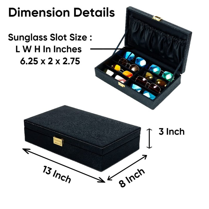 Hard Craft Sunglass Case - 8 Slots PU Leather Eyewear Goggles Box Organizer for Men and Women Collection - Image 5