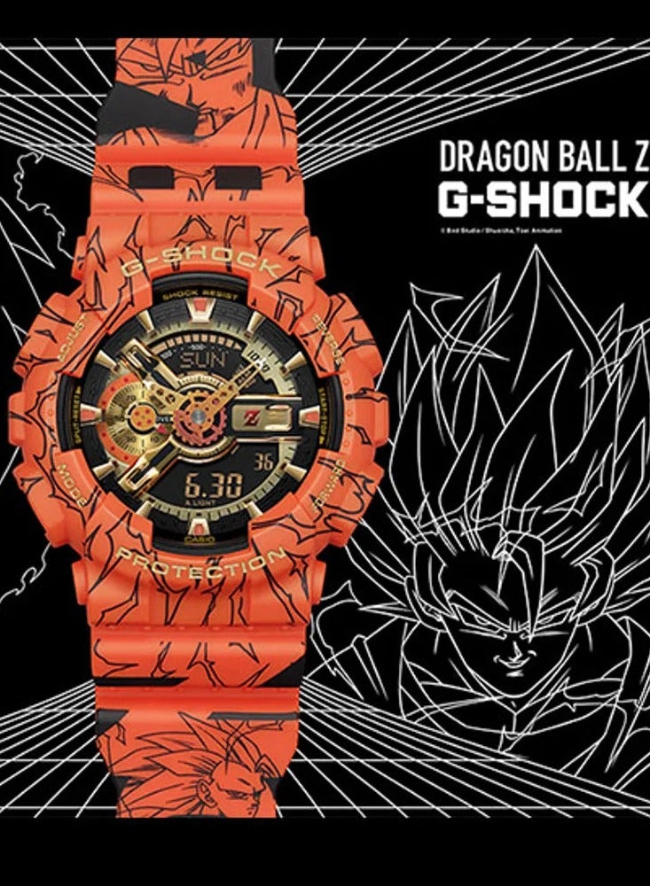 G-SHOCK ​G-Shock Dragon Ball Z Limited Edition Men's Watch GA-110JDB-1A4JR – Black & Gold Dial, Orange Resin Strap, 51.2mm, 200m WR​ - Image 1