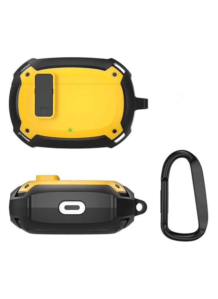 Generic - Compatible With Cover Beats Studio Buds 2021/Buds+ Case 2023, [Secure Lock] Cool Beats Studio Buds Plus Protective Cover with KeychainNew Beats Studio Ear Buds Case (Black/Yellow) - Image 1