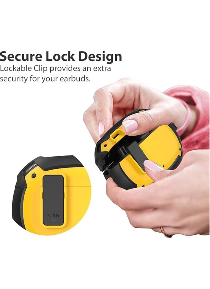 Generic - Compatible With Cover Beats Studio Buds 2021/Buds+ Case 2023, [Secure Lock] Cool Beats Studio Buds Plus Protective Cover with KeychainNew Beats Studio Ear Buds Case (Black/Yellow) - Image 1