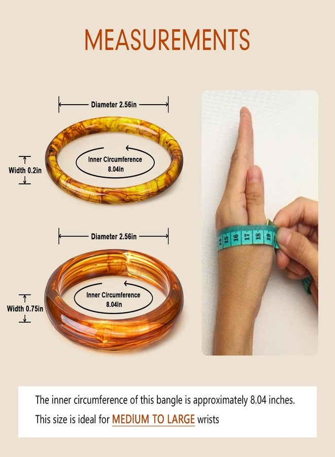 SYGY 4PCS Chunky Acrylic Bangles Bracelets for Women, Geometric Acrylic Resin Wide Thin Bangle Bracelet, Geometric Round Wristbands, Plastic Bracelet for Women - Image 2