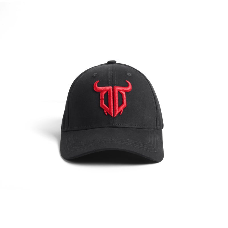 GO DEVIL Premium Logo Red Printed Embroidered Black Cap For Men - Image 1