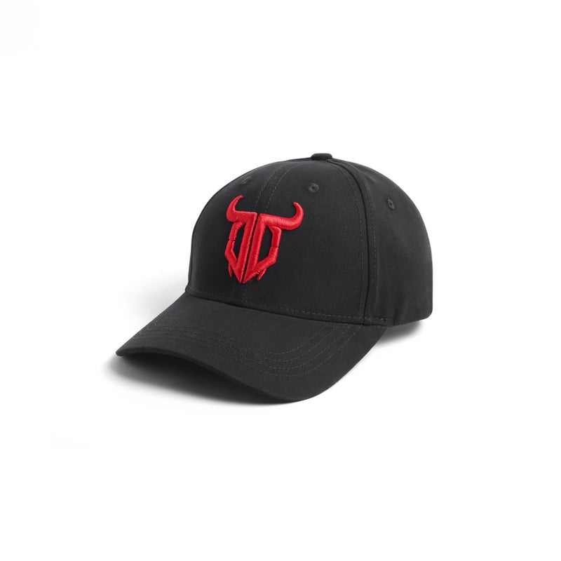 GO DEVIL Premium Logo Red Printed Embroidered Black Cap For Men - Image 2