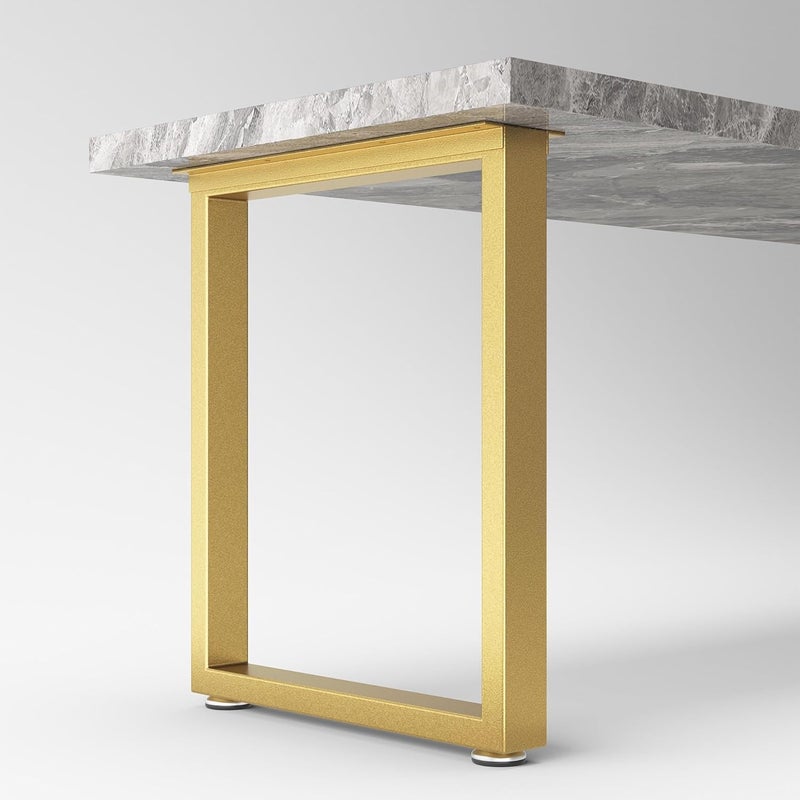 Cartvilla Cartvilla Metal Table Legs 28 inch Height x 24 inch Wide with Adjustable Protector Feet Metal Furniture Legs for Coffee Table Cocktail Table Square Tube Leg Bear Up to 800lb Gold Set of 2 - Image 1