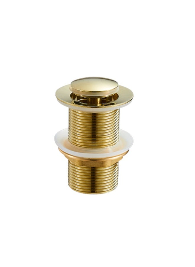 European-Style All-Copper Pop-Up Drain Head – 40mm Full Thread Brass Waste Coupling for Glass, Tabletop & Under-Counter Wash Basins, Gold Plated with Small Cover - Image 1
