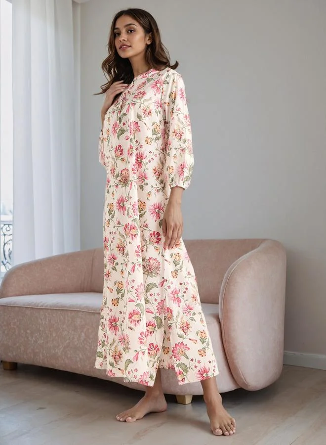 سبلاش فيڤ قميص نوم بطبعة زهور