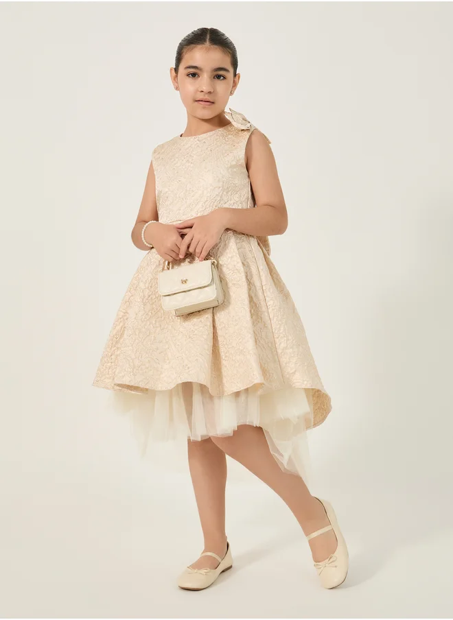 Styli Styli Jacquard Mesh Hem Sleeveless Dress