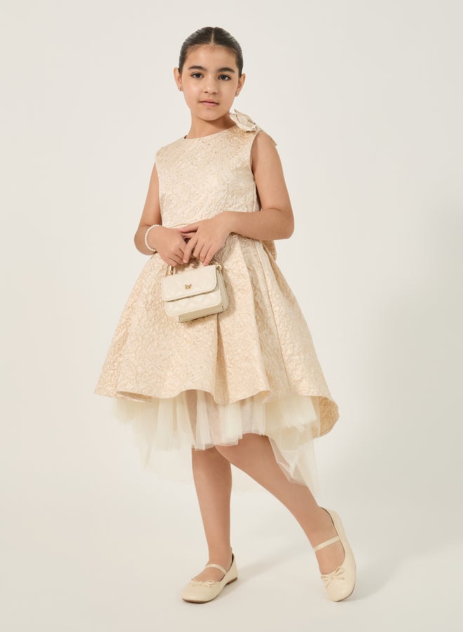 Styli Jacquard Mesh Hem Sleeveless Dress - Image 2