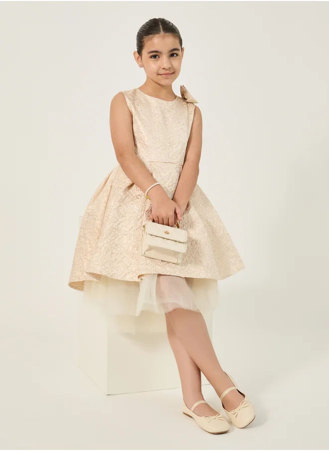 Styli Styli Jacquard Mesh Hem Sleeveless Dress