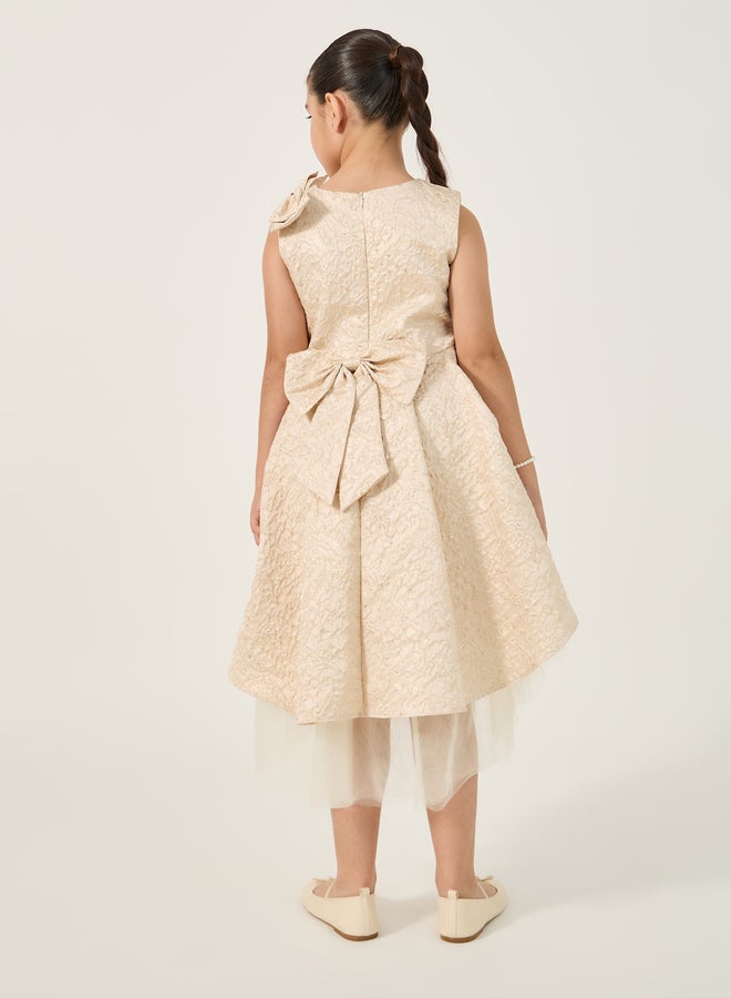 Styli Jacquard Mesh Hem Sleeveless Dress - Image 4