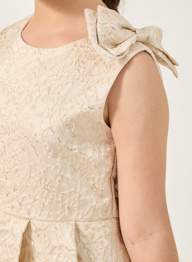 Styli Jacquard Mesh Hem Sleeveless Dress - Image 3