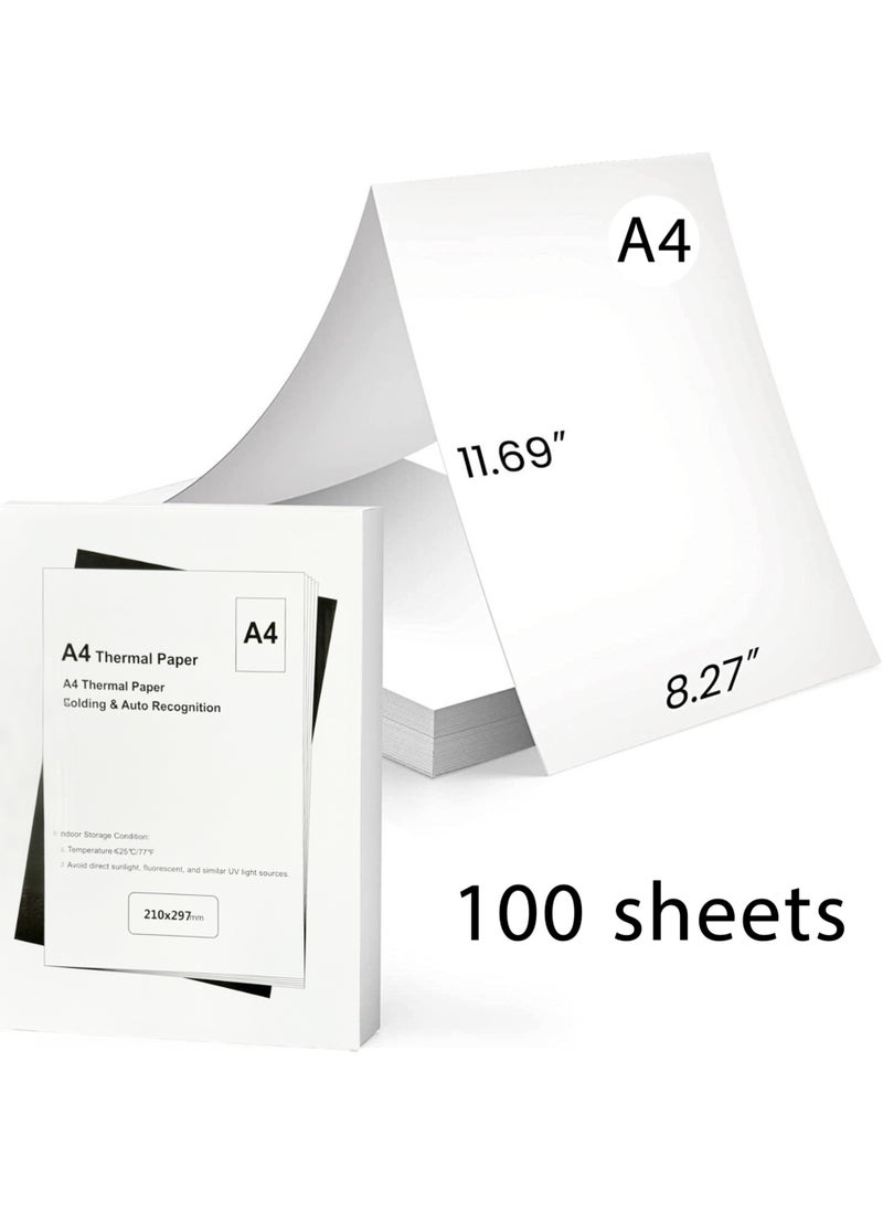 Jourvent A4 Thermal Paper, 210 x 297 mm Folding Black Mark Thermal Paper for A4 Portable Thermal Printer, compatible with portable letter thermal printer, 8.27"×11.69” Size, Compatible with M08F-Letter M832 M833 M834 M835 HRPT MT800 Thermal Paper(100 sheets)  - Image 1