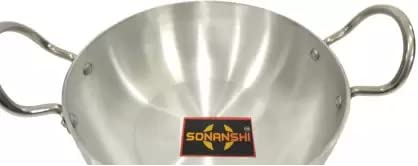 Sonanshi Sonanshi Induction and Gas Stove Base Aluminium Kadhai with Stainless Steel Handle (9.5 Inch Dia)  - Image 4