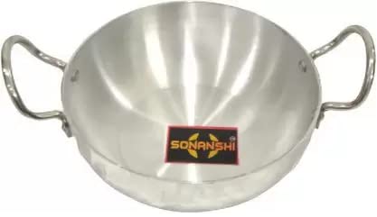 Sonanshi Sonanshi Induction and Gas Stove Base Aluminium Kadhai with Stainless Steel Handle (9.5 Inch Dia)  - Image 1