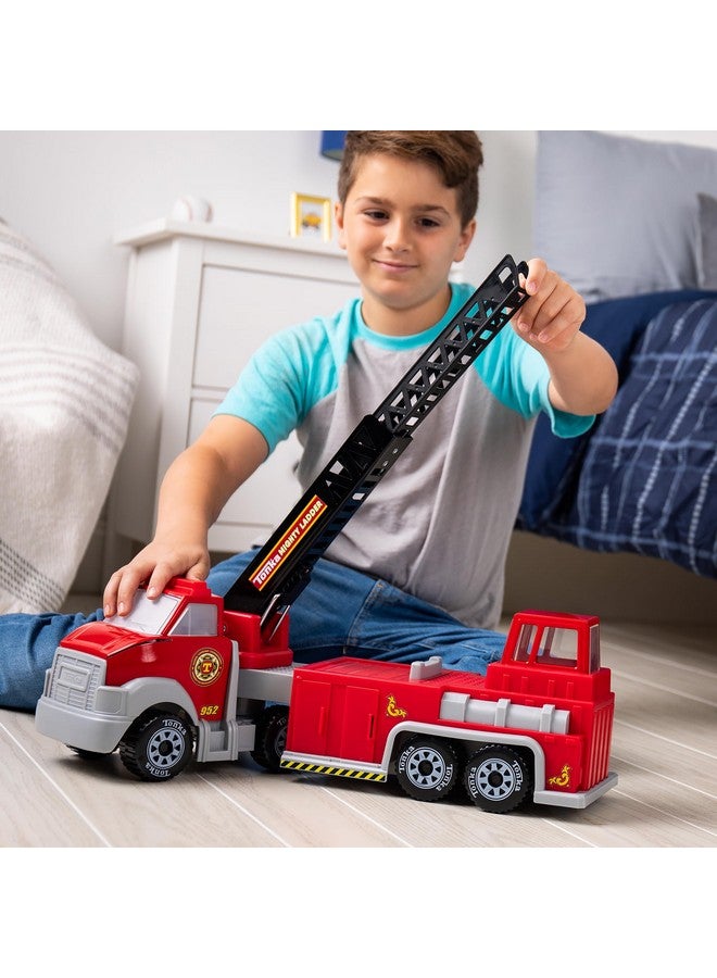 تونكا شاحنة إطفاء من الصلب الكلاسيكي مصنوعة من الفولاذ والبلاستيك القوي، تعمل بالاحتكاك الأحمر للأولاد والبنات الصغار من عمر 3 سنوات فما فوق، شاحنة إطفاء كبيرة هدية عيد ميلاد للأطفال في عطلة عيد الميلاد - Image 5