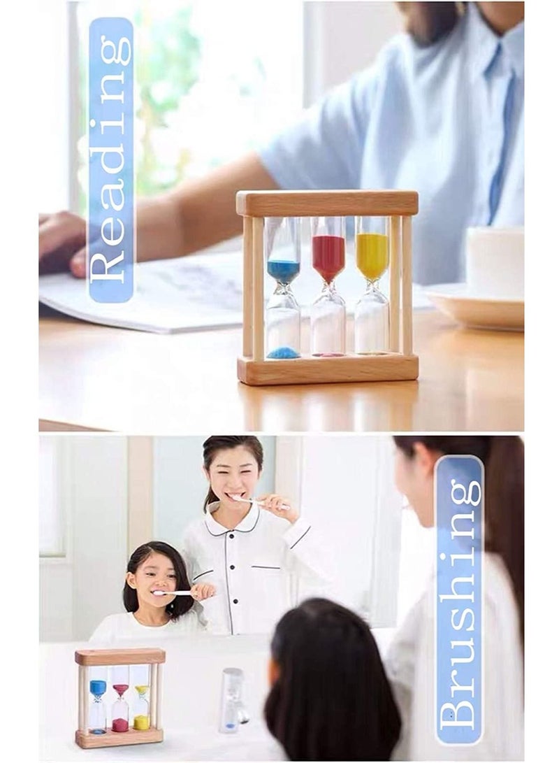 Y&D Wooden Sand Hourglass Timer Wood Frame Sandglass Clock 1+3+5 Minute Mini Decoration Small Gift for Games Classroom Home Office (Colored) - Image 4