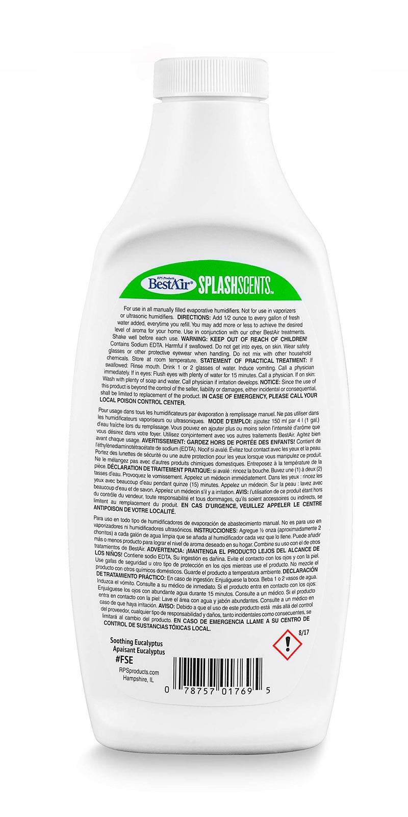 BestAir FSE-PDQ-6 Splash Scents Humidifier Scent & Water Treatment, Soothing Eucalyptus, 16 fl oz, Single Pack - Image 2