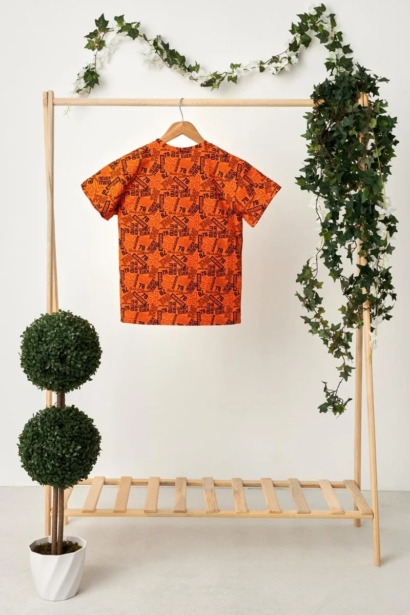بيبيجيز Orange Girl's Short Sleeve Crew Neck Anti-Sweat, Comfortable Cotton Combed T-Shirt