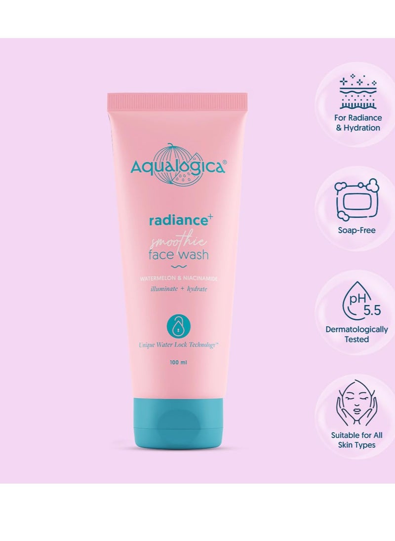 Aqualogica Radiance + Smoothie Face Wash with Watermelon | Cleanses & Controls Excess Oil | Niacinamide Helps Reduce Acne Marks & Spots | 3.38 Fl Oz/100 ml  - Image 2
