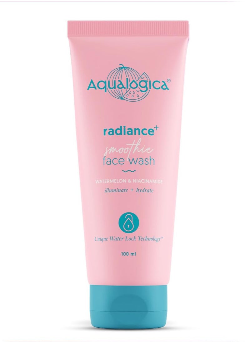 Aqualogica Radiance + Smoothie Face Wash with Watermelon | Cleanses & Controls Excess Oil | Niacinamide Helps Reduce Acne Marks & Spots | 3.38 Fl Oz/100 ml  - Image 1