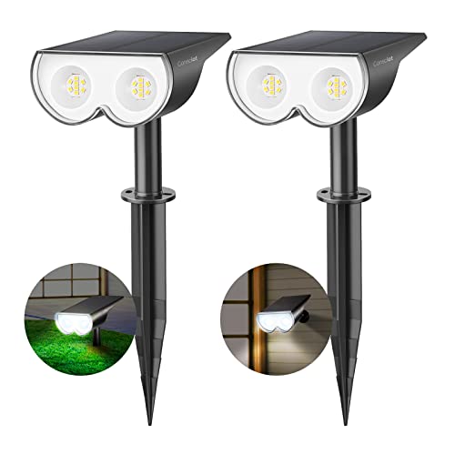 Consciot Solar Lights Outdoor Waterproof, Consciot 16 LEDs IP67 Spot Lights Outdoor, Auto On/Off Solar Garden Light, 2-in-1 Adjustable Wall Lights for Landscape Yard Pathway, Cool White 2 Pack - Image 1