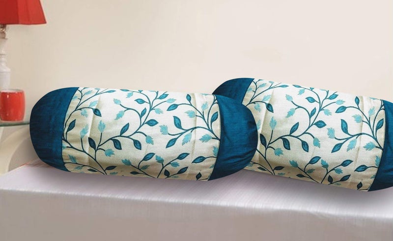 IM FAB Jacquard Fabric 275 TC Bloster Cover (16 x 32 Inchs), Blue, 2 Pieces - Image 2