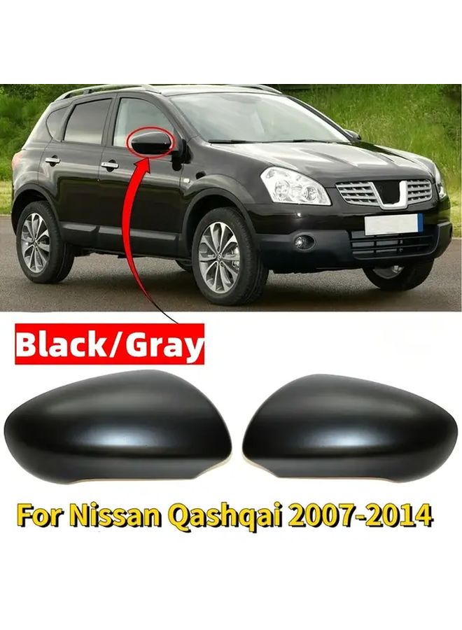 For Nissan Qashqai J10 2007-2014 Side Door Rearview Mirror Cover Gray Matte Black Car Accessories Durable Weatherproof Replacement Precise Cutouts Easy Installation Enhanced Visibility Style Vehicle Accessory Sleek High Quality Finish - Image 1