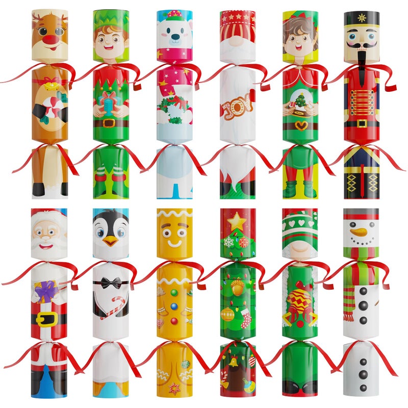 D-FantiX DFantiX 12 Pack Christmas NoSnap Party Table Favors with Party Hats Joke Little Gifts for Kids Adults Cute Christmas Character Design Xmas Holiday Dinner Traditions Supplies - Image 3