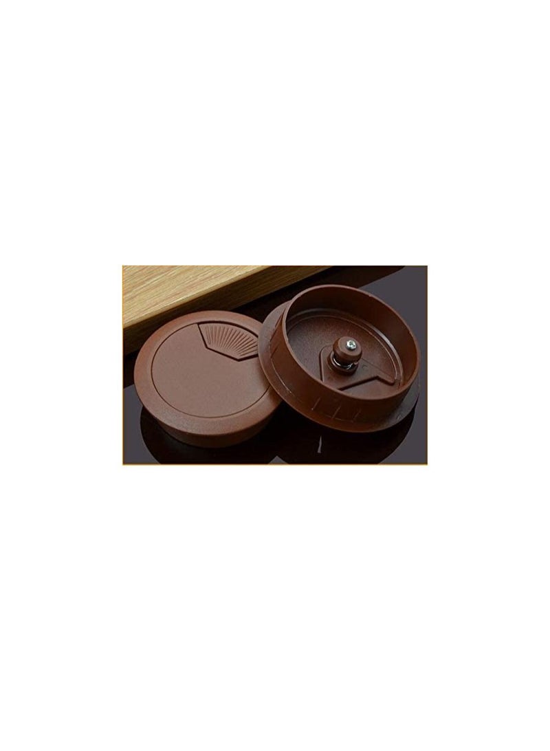 Plastic Grommet Computer Cable Tidy Desk Table PC Outlet Wire Cover Pack Of 3 (60MM, Brown)  - Image 1