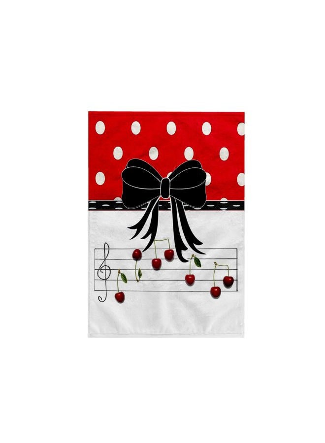 3DROSE 3D Rose Image of Cherry Music Notes with Bow and Red Polka Dots Hand Towel, 15" x 22" - Image 1