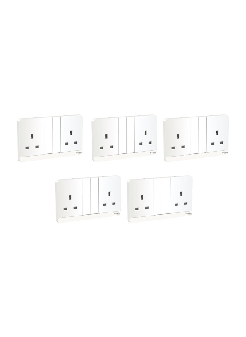 Schneider Electric Schneider Electric E83T25_WE_G12 AvatarOn White - Double switched socket 13 A 230 V 1 gang -White - Pack of 5 