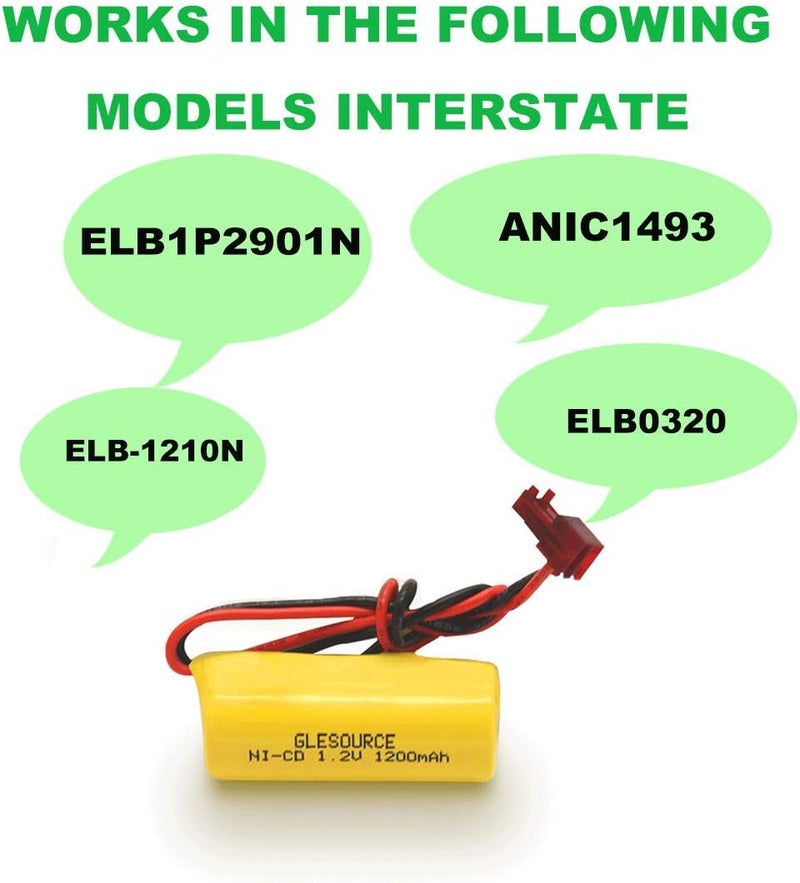 GLESOURCE (2 Pack) ELB1P201NB Emergency Light Battery for Lithonia ELB1P201N2 ELB1P2901N ELB1P201N ANIC1493 Lithonia 1009S00-MZ ELB0320 Grainger 4WT20 OSA212 NIC1169 EBE-33 NiCad 1200mAh - Image 3