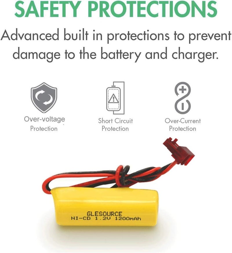 GLESOURCE (2 Pack) ELB1P201NB Emergency Light Battery for Lithonia ELB1P201N2 ELB1P2901N ELB1P201N ANIC1493 Lithonia 1009S00-MZ ELB0320 Grainger 4WT20 OSA212 NIC1169 EBE-33 NiCad 1200mAh - Image 4