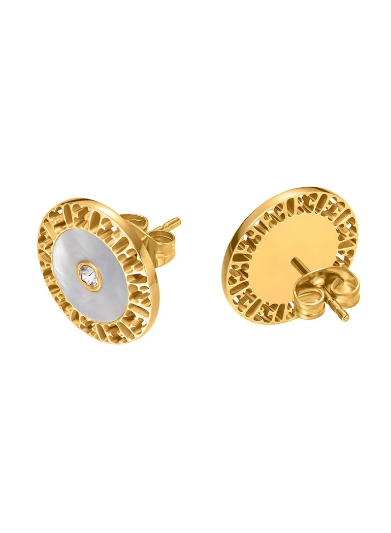 ESCADA Naomi Earrings for Women Circular Mother-of-Pearl Studs and  Crystal Accents