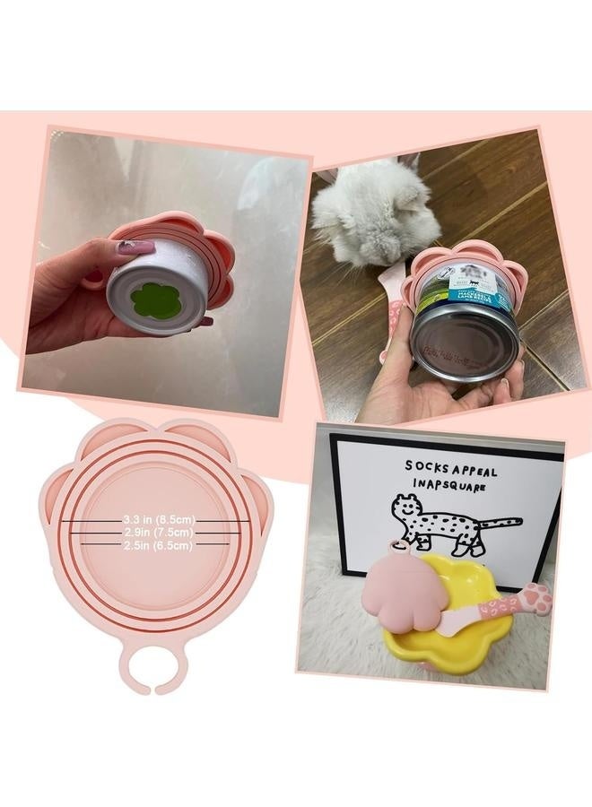 Cat Food Can Spoon & Can Covers, Cute Paw Silicone Pet Food Can Opener Spatula & Can Lids, Stainless Steel Wet Food Spoon for Cats and Dogs (Pink)  - Image 3