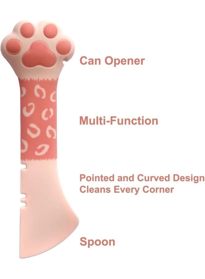 Cat Food Can Spoon & Can Covers, Cute Paw Silicone Pet Food Can Opener Spatula & Can Lids, Stainless Steel Wet Food Spoon for Cats and Dogs (Pink)  - Image 5