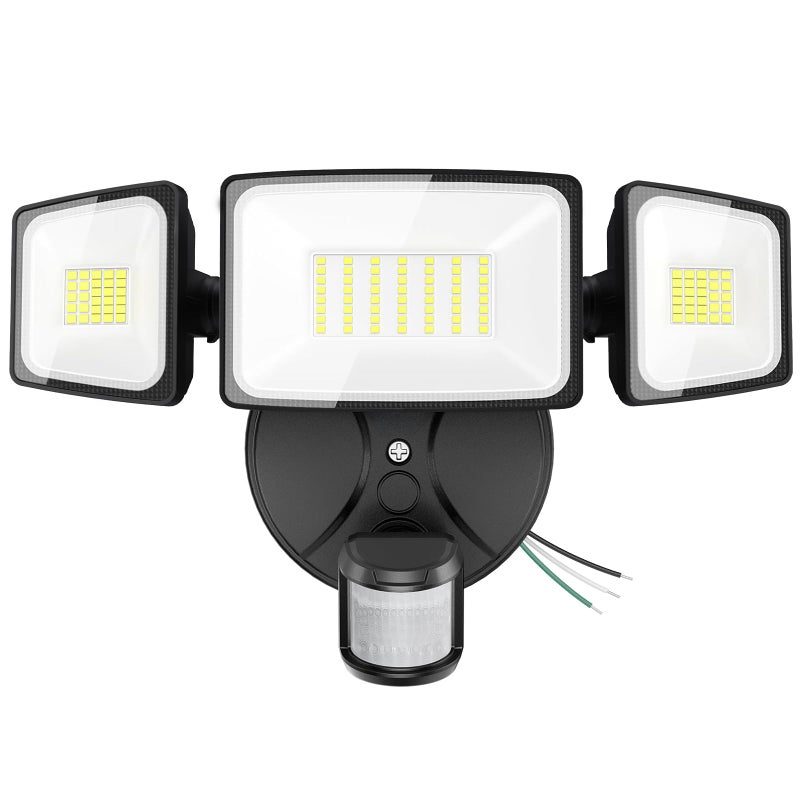 Onforu 75W LED Flood Light Motion Sensor Outdoor, 7000lm Dusk to Dawn Flood Light, Security Light with Three Head, IP65 Waterproof Exterior Floodlight, 6500k Wall Light for Entryway Stairs Yard Garage - Image 1