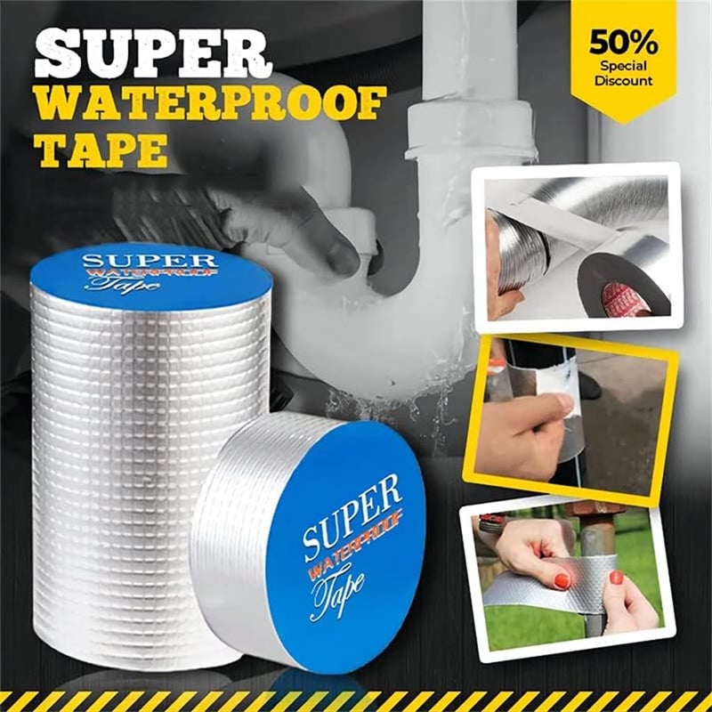 KASTWAVE Super Strong Aluminum Foil Butyl Tape, Super Waterproof Tape Self Adhesive Adhesive Tape Kitchen And Bathroom House Roof Mending Materials For Pipes Patch Holes (15Cm - Image 2