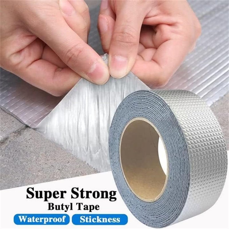 KASTWAVE Super Strong Aluminum Foil Butyl Tape, Super Waterproof Tape Self Adhesive Adhesive Tape Kitchen And Bathroom House Roof Mending Materials For Pipes Patch Holes (15Cm - Image 3