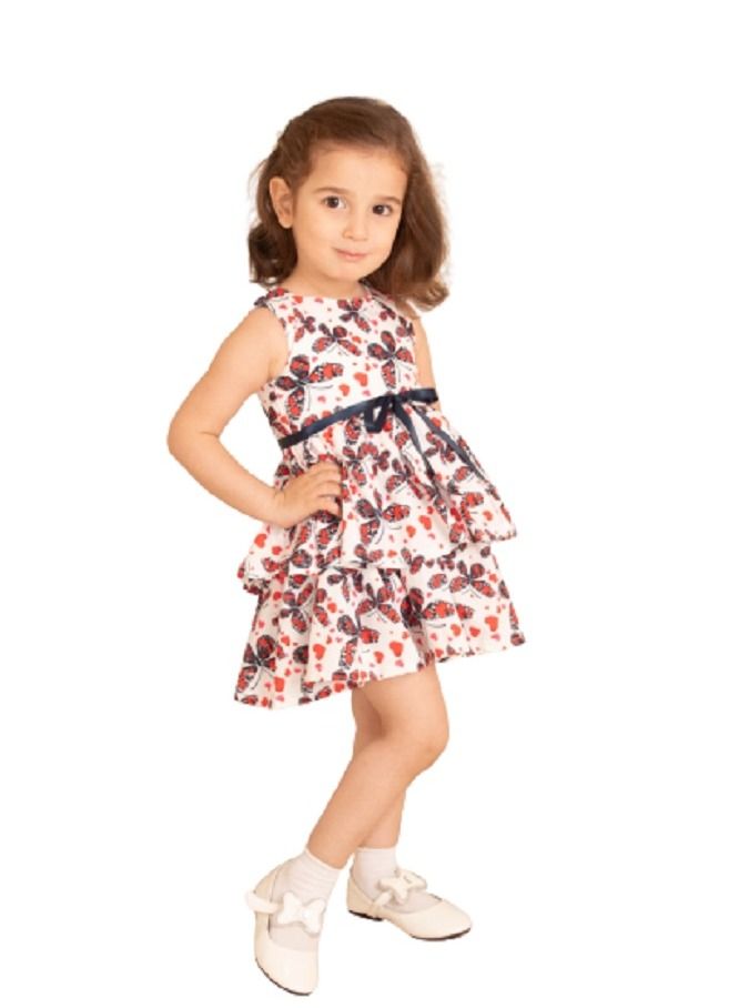 Summer children's girls' dress - beautiful and attractive colors and butterflies - short to the knee - excellent detailing and age-appropriate 