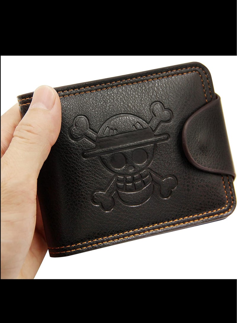 MenBense Wallet for Men, Anime Wallet, Faux Leather Slim Wallet, Short Bifold, Brown  - Image 2