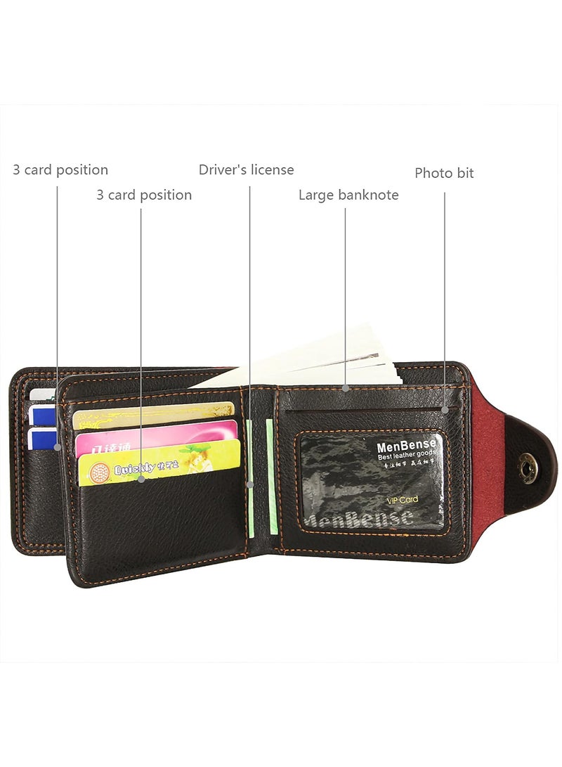 MenBense Wallet for Men, Anime Wallet, Faux Leather Slim Wallet, Short Bifold, Brown  - Image 4