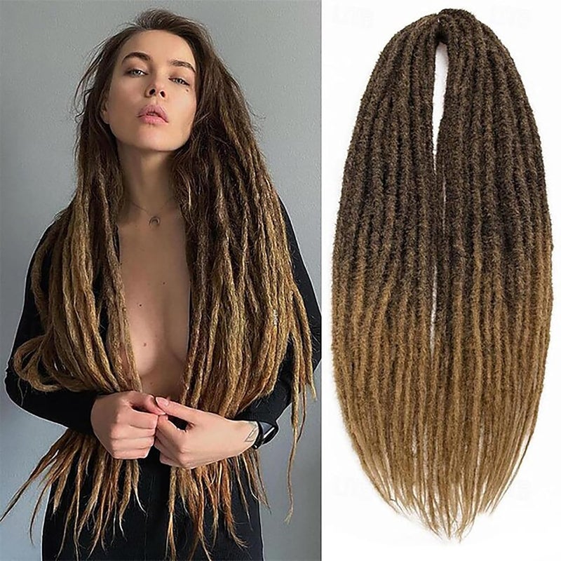 Aosome 20 Double Ended Dreadlock Extensions 15 Strands 1BHoney Brown DE Synthetic Handmade Braiding Dread Extensions