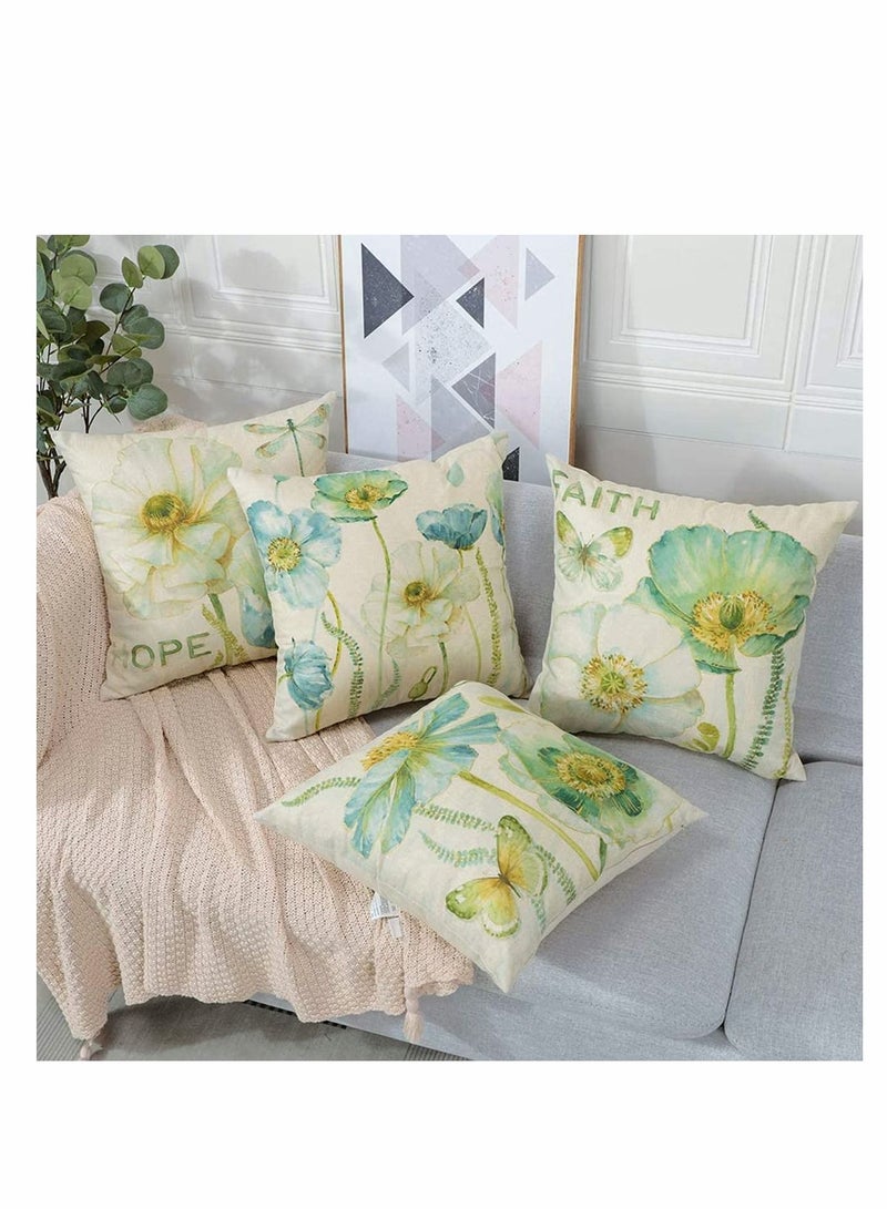 واي آند دي Throw Pillow Covers Set, Decorative Watercolor Pattern Waterproof Cushion Covers, KASTWAVE Perfect to Outdoor Patio Garden Living Room Sofa Farmhouse Decor 18 x Cm, 4 Pcs - Image 2