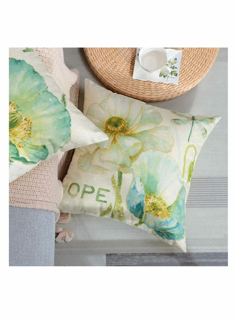 واي آند دي Throw Pillow Covers Set, Decorative Watercolor Pattern Waterproof Cushion Covers, KASTWAVE Perfect to Outdoor Patio Garden Living Room Sofa Farmhouse Decor 18 x Cm, 4 Pcs - Image 5