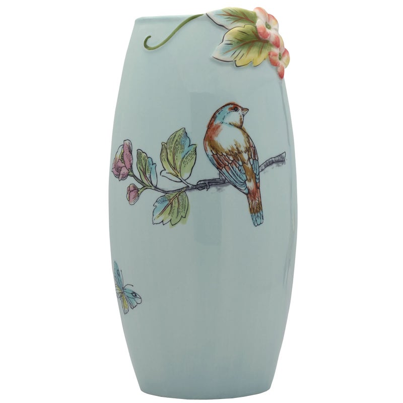 Fitz  Floyd Fitz and Floyd English Garden Ceramic Flower Vase 1025 Inch Blue