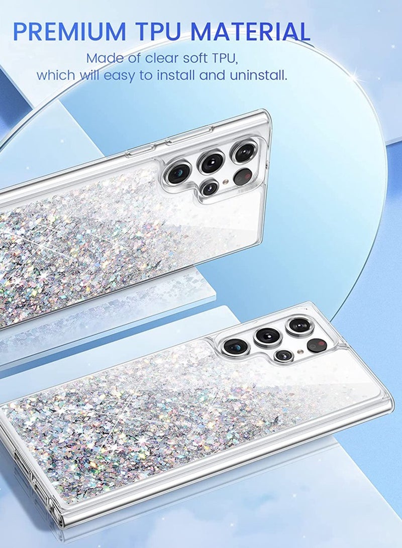 Sparkle Bling Liquid Quicksand Glitter For Samsung Galaxy S25 Ultra Case, TPU Soft Cover, Pink - Image 2