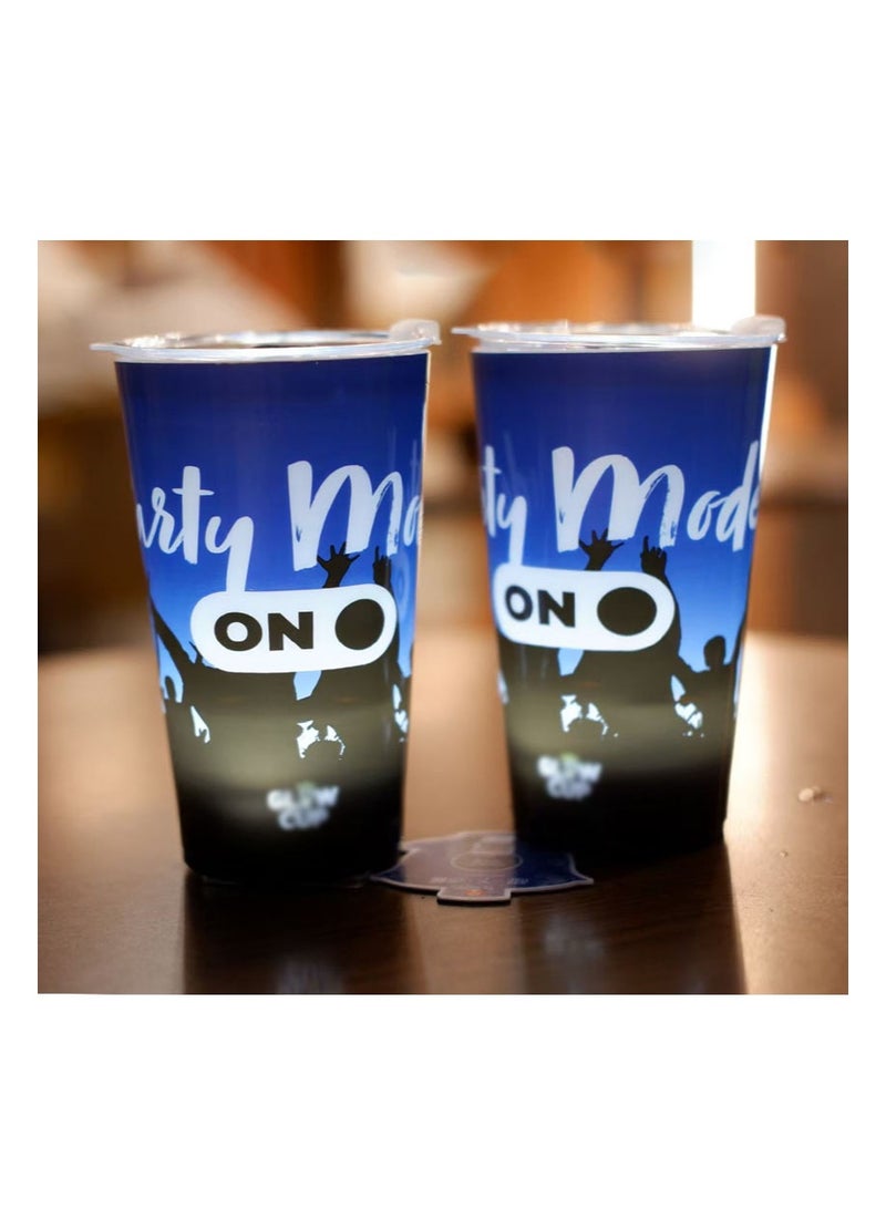 2 Piece Flash Cup，Fun Cup，Water Sensor Activated Luminous Cup，With Cup Lid，Suitable For Birthday Parties，Graduation Ceremonies，Festivals （Blue Gradient，420ml） - Image 3