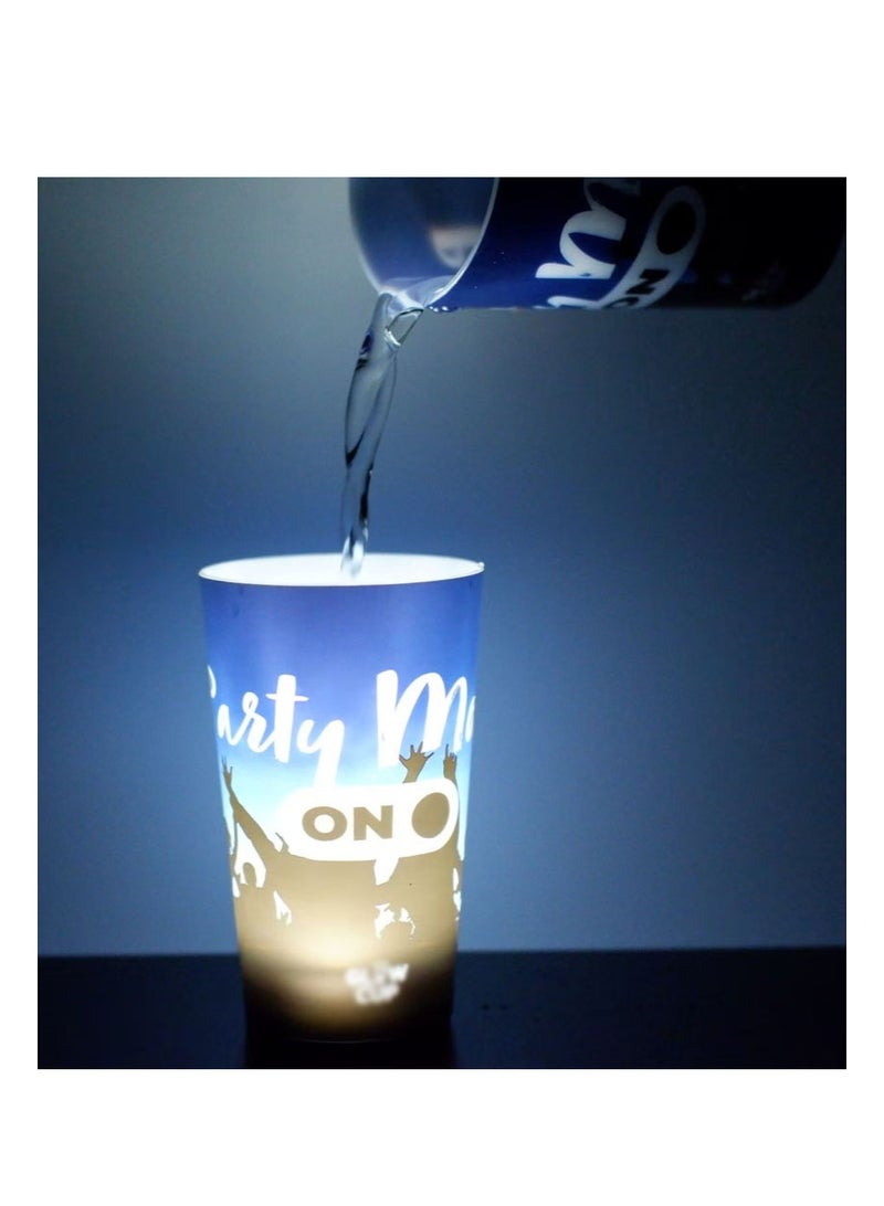 2 Piece Flash Cup，Fun Cup，Water Sensor Activated Luminous Cup，With Cup Lid，Suitable For Birthday Parties，Graduation Ceremonies，Festivals （Blue Gradient，420ml） - Image 2