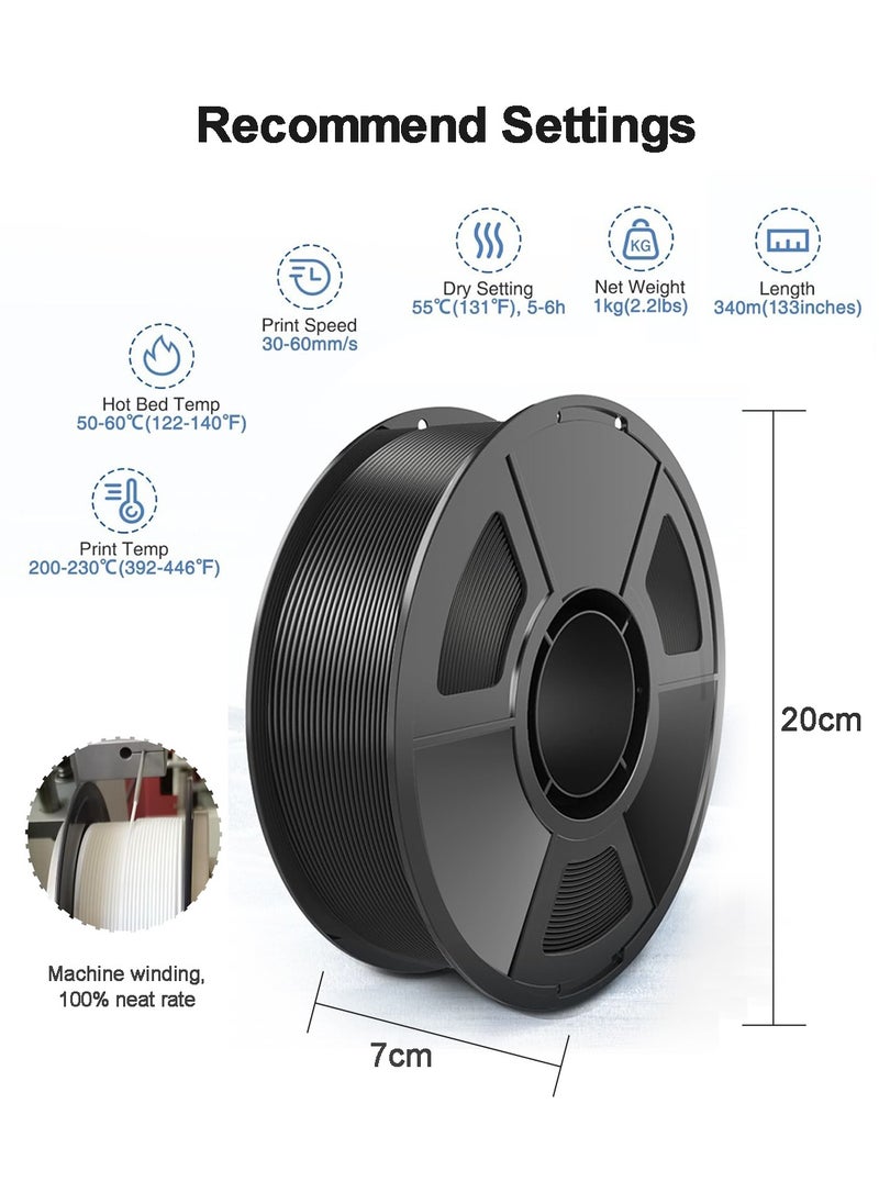 ALPNEGINE Matte PLA Filament Black 1.75mm 1KG , 3D Printer Material with Spool Vacuum Pack, Dimensional Accuracy +/- 0.02mm, 340m Length , Fit for Most FDM 3D Printers  - Image 2